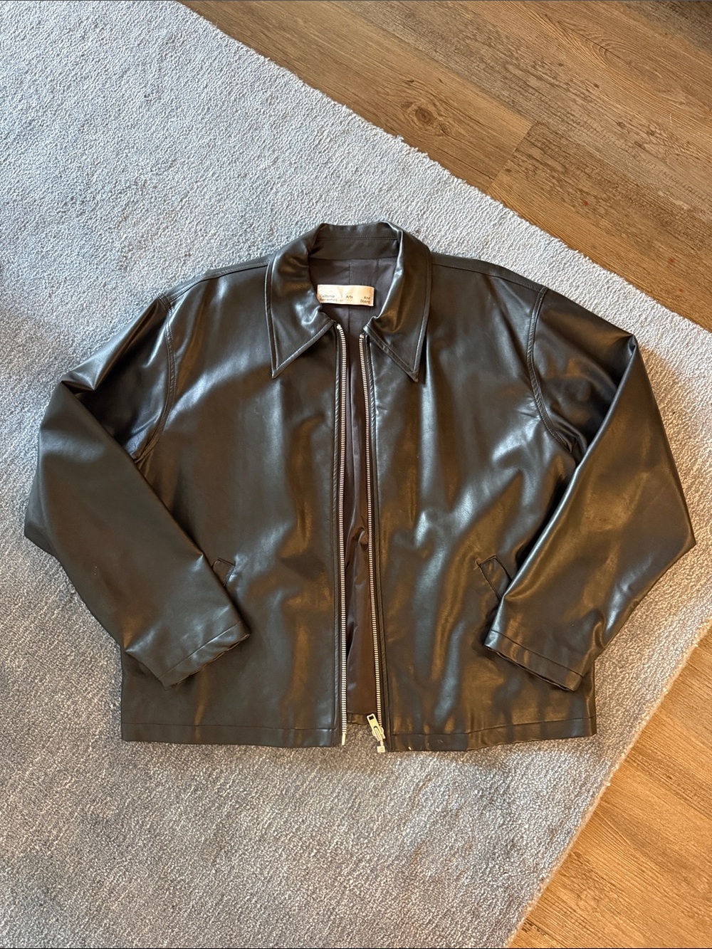 California Arts Fairfax Vegan Leather Blouson Jacket Black Size L